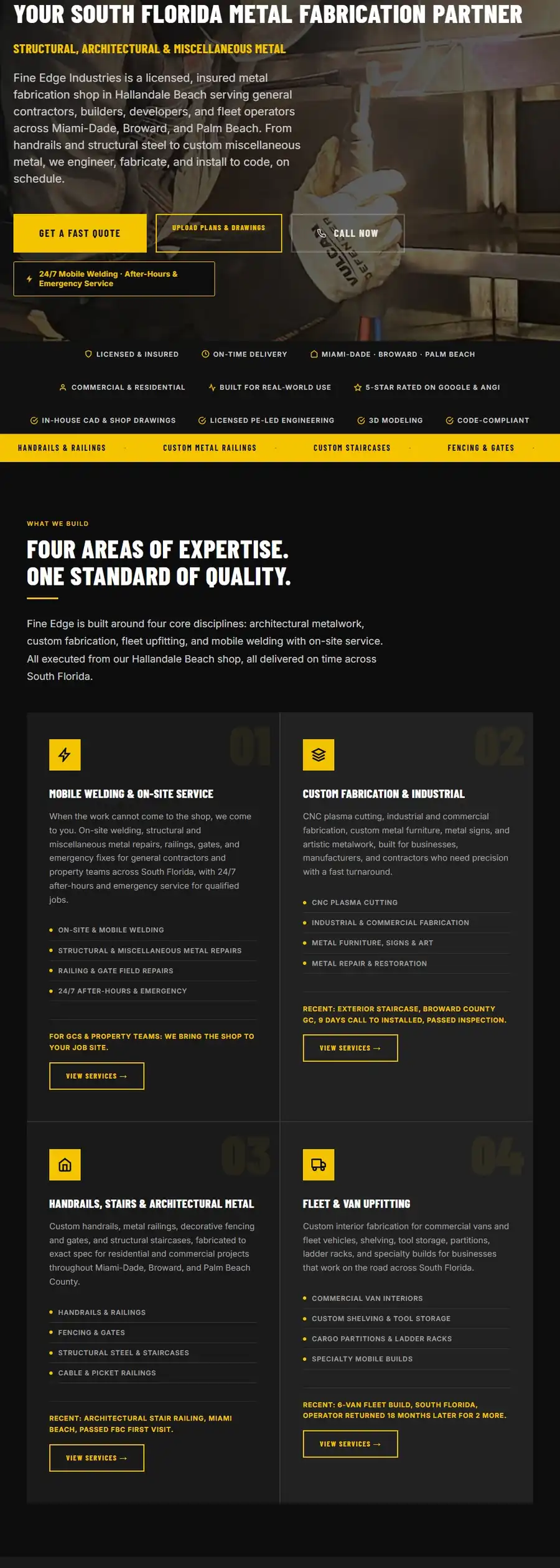 A scrolling tour of the real Fine Edge Industries website built by Villex Web