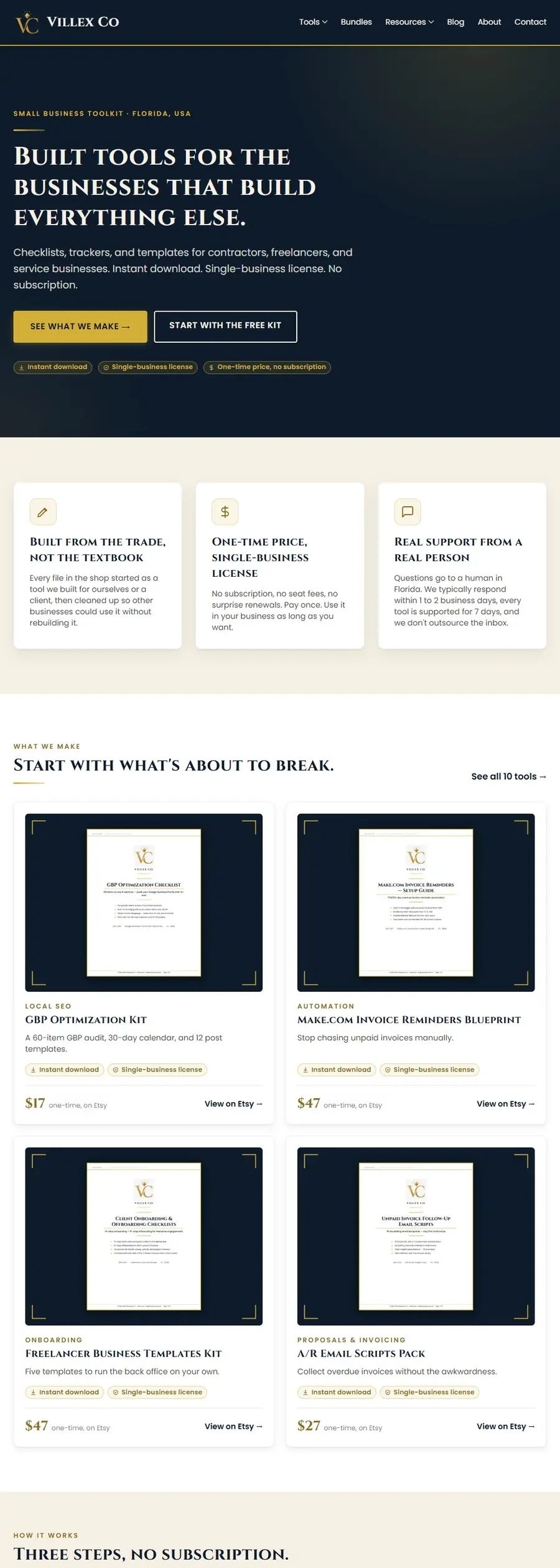A scrolling tour of the real Villex Co website built by Villex Web